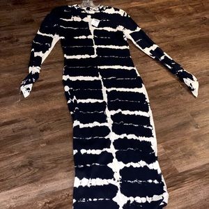 “New” Rib Knit Zebra Maxi (Midnight Blue & Cream)